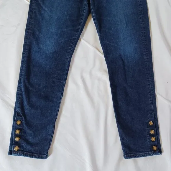 Loft Womens Skinny Jeans Dark Wash Highrise Ankle Length Stretch Size 32 Size 14 - Picture 4 of 14